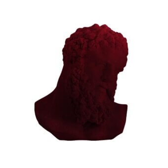 Superior Adriani e Rossi Hercules sculpture crafted in ceramic with a velvety texture and saturated red finish