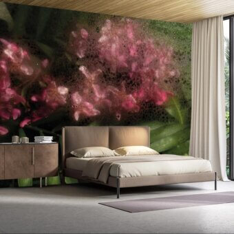Superior Adriani e Rossi Jasmine wallpaper with delicate floral design in muted pink and green, crafted with premium fiberglass finish
