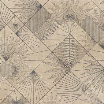 Refined Adriani e Rossi Naturalia wallpaper with geometric patterns in dark gray illustrations against a warm beige base crafted with a soft-touch finish