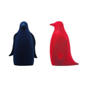 Distinguished Adriani e Rossi Pingo sculpture, a ceramic penguin with sumptuous ruby velvet and matte finish