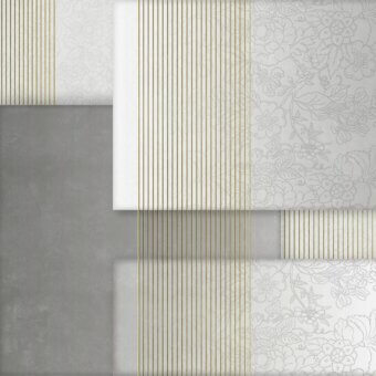 Exceptional Adriani e Rossi Theory wallpaper in textured gray with off-white botanical motifs and subtle gold accents