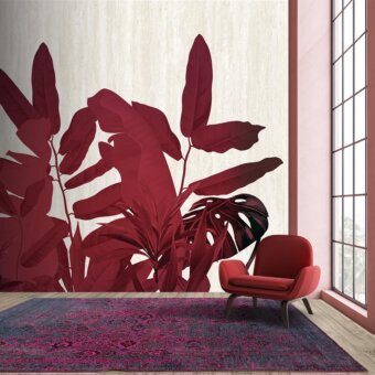 Distinguished Adriani e Rossi Tropicana Trend wallpaper with burgundy stylized foliage on a fiberglass base