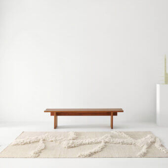 Exceptional Amini Il Volo rug with abstract texture crafted in ivory jute and New Zealand wool with hand-washed finish