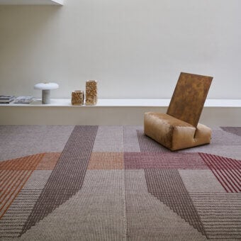 Stunning Amini RD Trace rug hand-woven in New Zealand wool with horizontal stripes and a hand-washed carved finish
