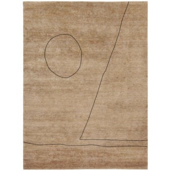 Distinguished Amini Ritagli rug with hand-drawn linear elements crafted in nettle yarn and wool with hand-washing