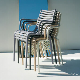 Distinctive Driade Pip-e chair crafted in lavender and gray polypropylene with a smooth, slightly textured finish