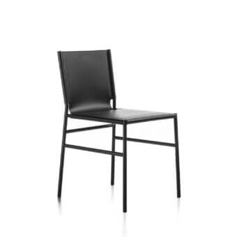Refined Enrico Pellizzoni Elena chair crafted with tubular metal and luxurious leather in a matte dark finish