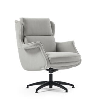 Distinguished Mascheroni One Office armchair crafted in light gray textile with a matte finish and five-spoke castor base