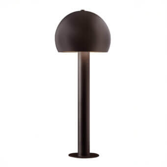 Superior Oluce Otto floor lamp crafted in metal with a matte, dark brownish finish and adjustable illumination