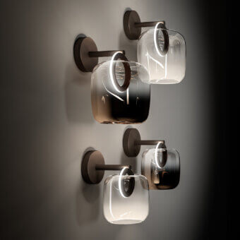 Distinguished Ozzio Italia Botticelle wall lamp with clustered lampshades and dark grey matte metal accents