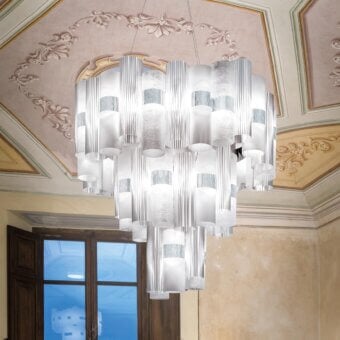 Exceptional Slamp La Lollo XL suspension lamp in translucent Lentiflex® and Opalflex® with a layered glow