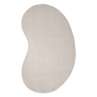 Rugiano Ciclopi Sasso rug, light grey, organic asymmetrical shape with dense short pile and softly rounded edges against a white backdrop.
