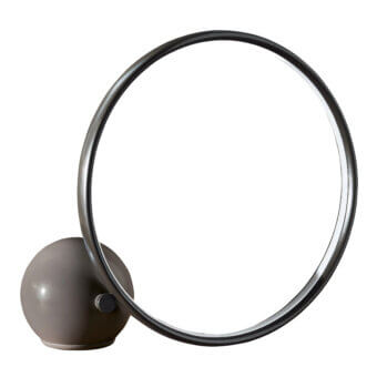 Distinguished Bontempi Circle table lamp with satin metal and expansive circular form in a muted gray tone
