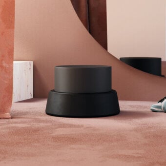 Superior Driade Arcad3 ottoman with storage in mass-colored polyurethane and polyethylene with matte black finish