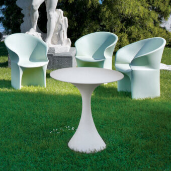 Superior Driade Kissi Kissi Bistrot table crafted in luminous off-white polyethylene with a glossy finish