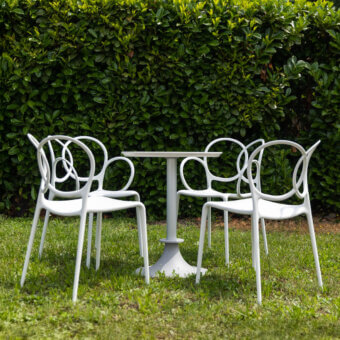 Elegant Driade Sissi chair crafted in light gray-white polypropylene copolymer reinforced with glass fiber and natural polyethylene