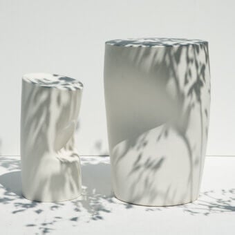 Distinguished Driade Tokyo-Pop bar table with pale grey polyethylene form and matte finish sculpted silhouette