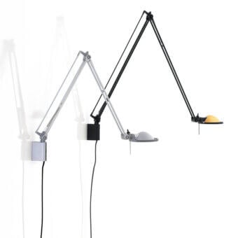Elegant Luceplan Berenice wall lamp crafted in metal with a smooth silver finish and translucent synthetic material head