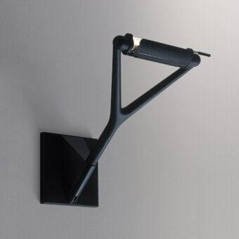 Superior Luceplan Lola wall lamp with sleek geometric form and matte black ultralight steel construction