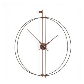 Distinguished Nomon Barcelona Premium wall clock with polished brass and dark-toned wood, crafted with a fiberglass bezel