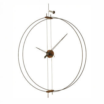 Elegant Nomon Barcelona wall clock with black fiberglass and warm walnut elements in a satin sheen