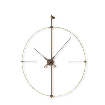 Distinguished Nomon Bilbao Premium wall clock crafted with brass fiberglass and dark oak fibers exhibiting a warm metallic glow