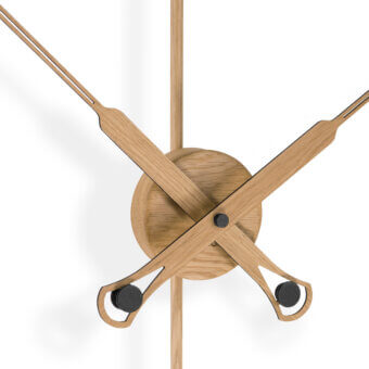 Exclusive Nomon Bilbao Premium wall clock crafted in wood with a satin finish and brass fiberglass ring
