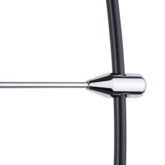 Elegant Nomon Bilbao wall clock with a fiberglass ring, warm walnut hands and polished silver-toned metal mounting arm