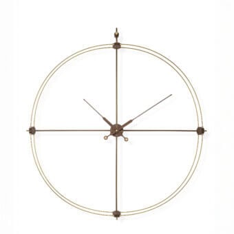 Distinguished Nomon Delmori Premium wall clock crafted in double fiberglass with brass finish and slender dark hands