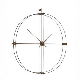 Elegant Nomon Delmori Premium wall clock with double fiberglass and sophisticated brass finish in dark muted brown tones