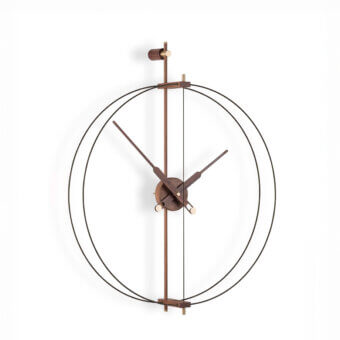 Exclusive Nomon Mini Barcelona Premium wall clock with double fiberglass, polished brass and warm wood center