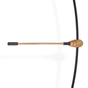 Elegant Nomon Mini Bilbao Premium wall clock in light wood with a sleek black fiberglass frame and satin finish