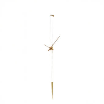 Distinguished Nomon Péndulo Pendulum Clock wall sculpture crafted in metal with a warm golden satin finish