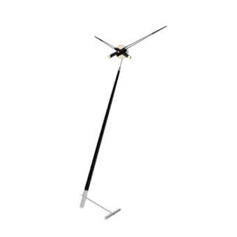 Avant-garde Nomon Pisa Floor Clock with a dynamic solid wood body and satin metal finish transitioning from silver to black