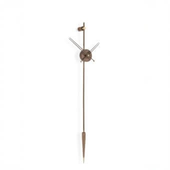 Superior Nomon Punto y Coma Premium clock with warm walnut wood and refined brass details crafted in a slender silhouette