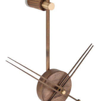 Captivating Nomon Punto y Coma Premium clock crafted in warm walnut wood with refined brass details and a satin finish