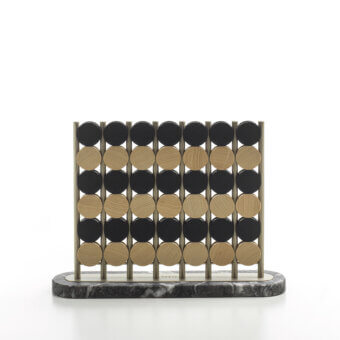 Distinguished Porada Chiaroscuro board game crafted in Italy with natural and stained ash, anodized aluminum, and a marble base