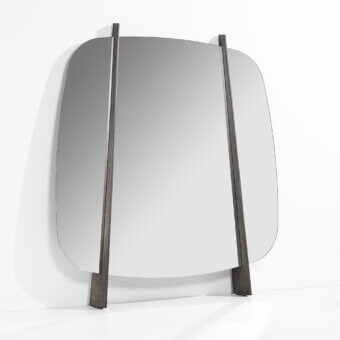 Captivating Porada Gong mirror crafted in shaped ash wood with a dark muted brown textured matte finish