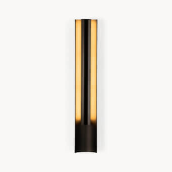 Elegant Visionnaire Polaris wall lamp with curved aluminum body and smooth striated satin dark bronze finish