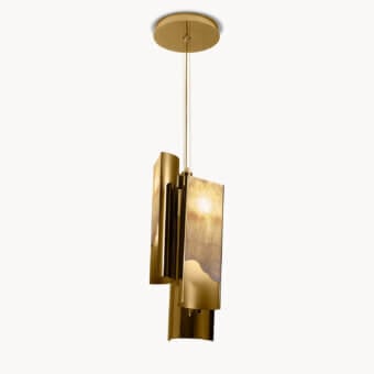 Exceptional Visionnaire Polaris lamp crafted in polished and satin aluminum with marble diffusers and warm backlit lighting