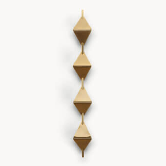 Captivating Visionnaire Sputnik wall lamp built in tubular steel with cold-formed rhomboid shades and polished gold tone finish