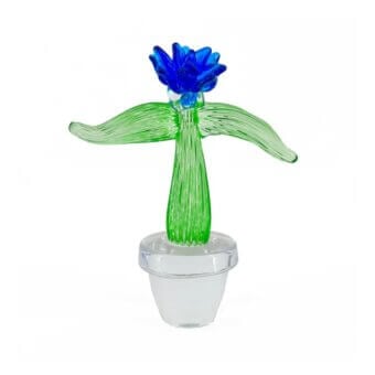 Cactus with Blue Flower Murano Sculpture