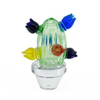 Cactus with Multicolor Flower Murano Sculpture