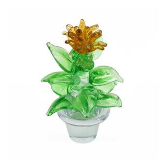 Cactus with Topaz Flower Murano Sculpture