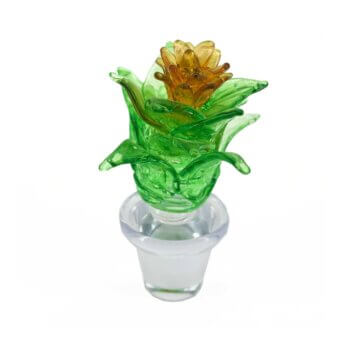 Plant with Topaz Flower Murano Sculpture