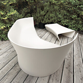 Elegant Driade Piaffè coffee table crafted in bright white matte polyethylene monoblock with a sculptural form
