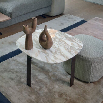 Superior CTS Salotti Allure coffee table crafted with white marble and dark-toned matte-finish steel structure
