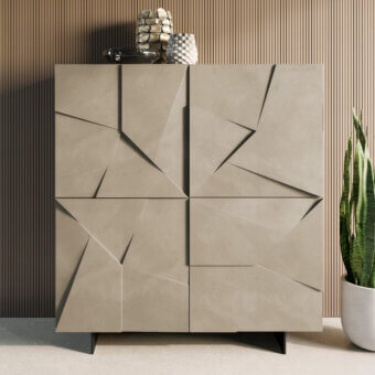 Distinctive Dallagnese Concrete Cupboard crafted with a warm grey concrete-effect composite and refined matte finish