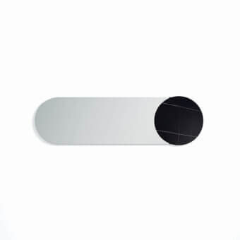 Superior Dallagnese Juno mirror with polished glass and matte black stoneware circular detail