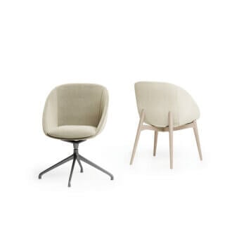 Distinguished Dallagnese Le Mans swivel chair with neutral beige fabric upholstery and sleek black metal base crafted in Italy